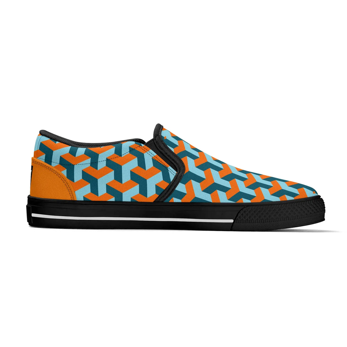 Sneaker with geometric pattern on a white background