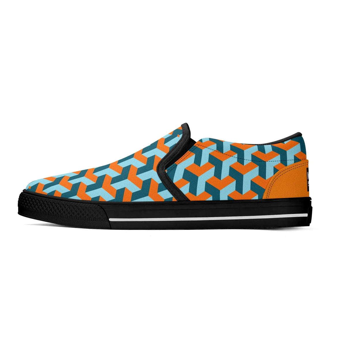 Sneaker with geometric pattern on a white background