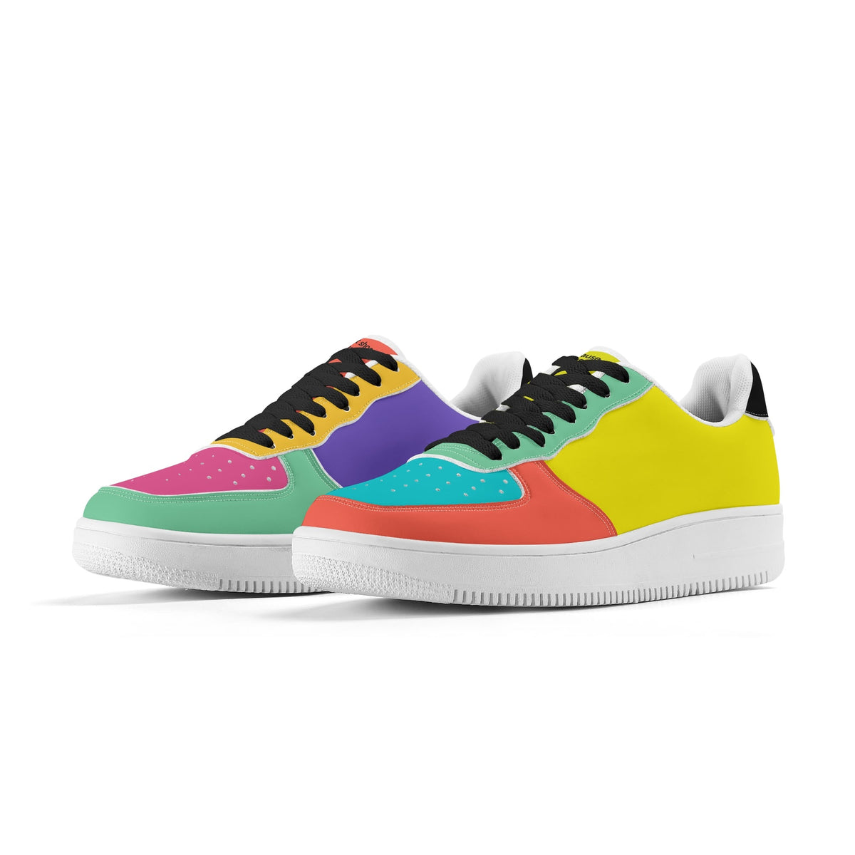 Colorful sneakers with a white background
