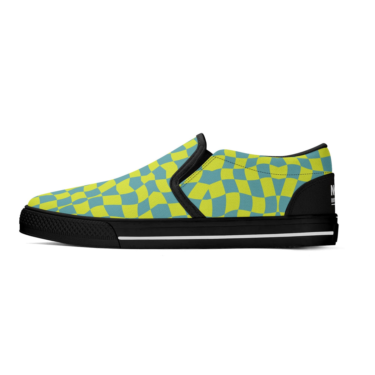 Sole shoe with geometric pattern on a white background