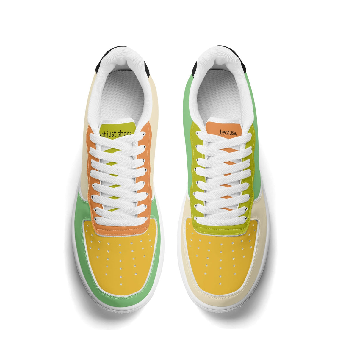 Colorful sneakers with gradient design on a white background