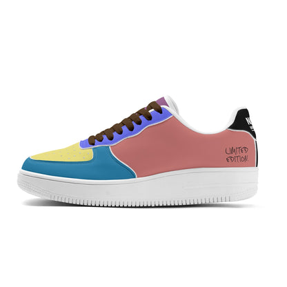Multicolored sneaker with 'Limited Edition' text on a white background