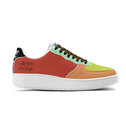 Multicolored sneaker with 'Limited Edition' text on a white background
