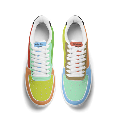 Colorful sneakers with white laces on a white background