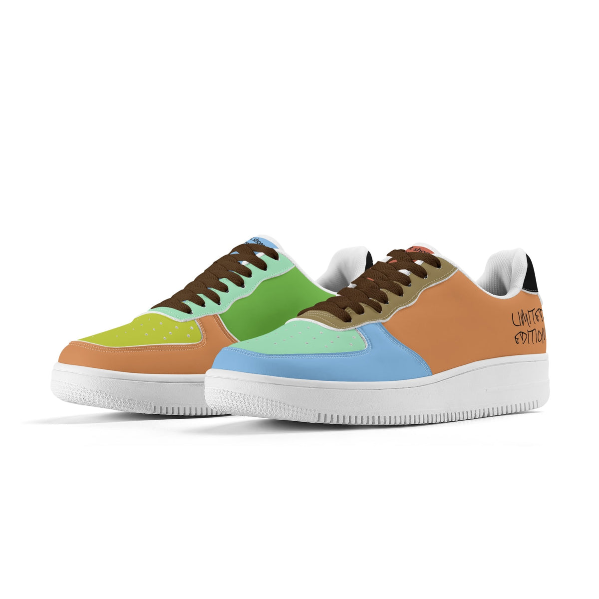 Colorful sneakers with a gradient design on a white background