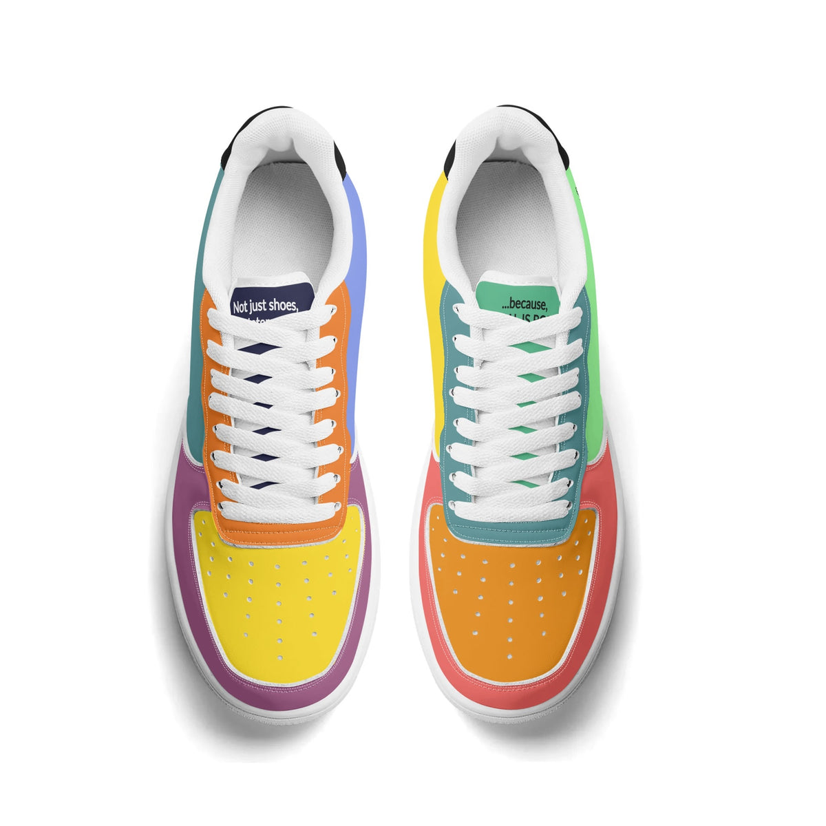 Pair of colorful sneakers on a white background