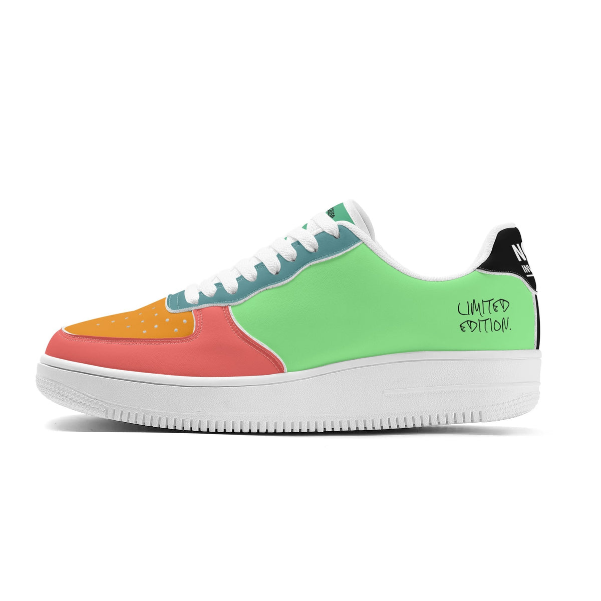 Colorful sneaker with 'Limited Edition' text on a white background